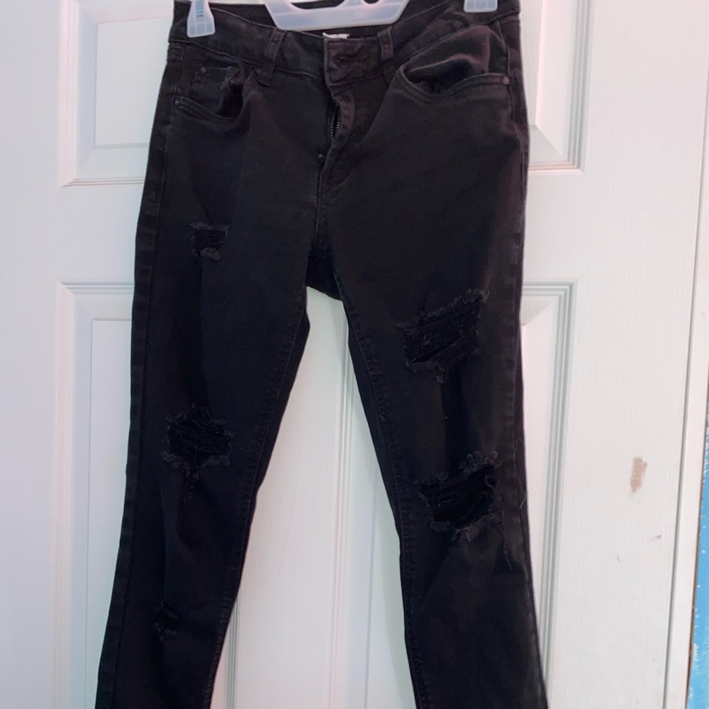 Distressed Black Charlotte Russe Jeans, Size 2